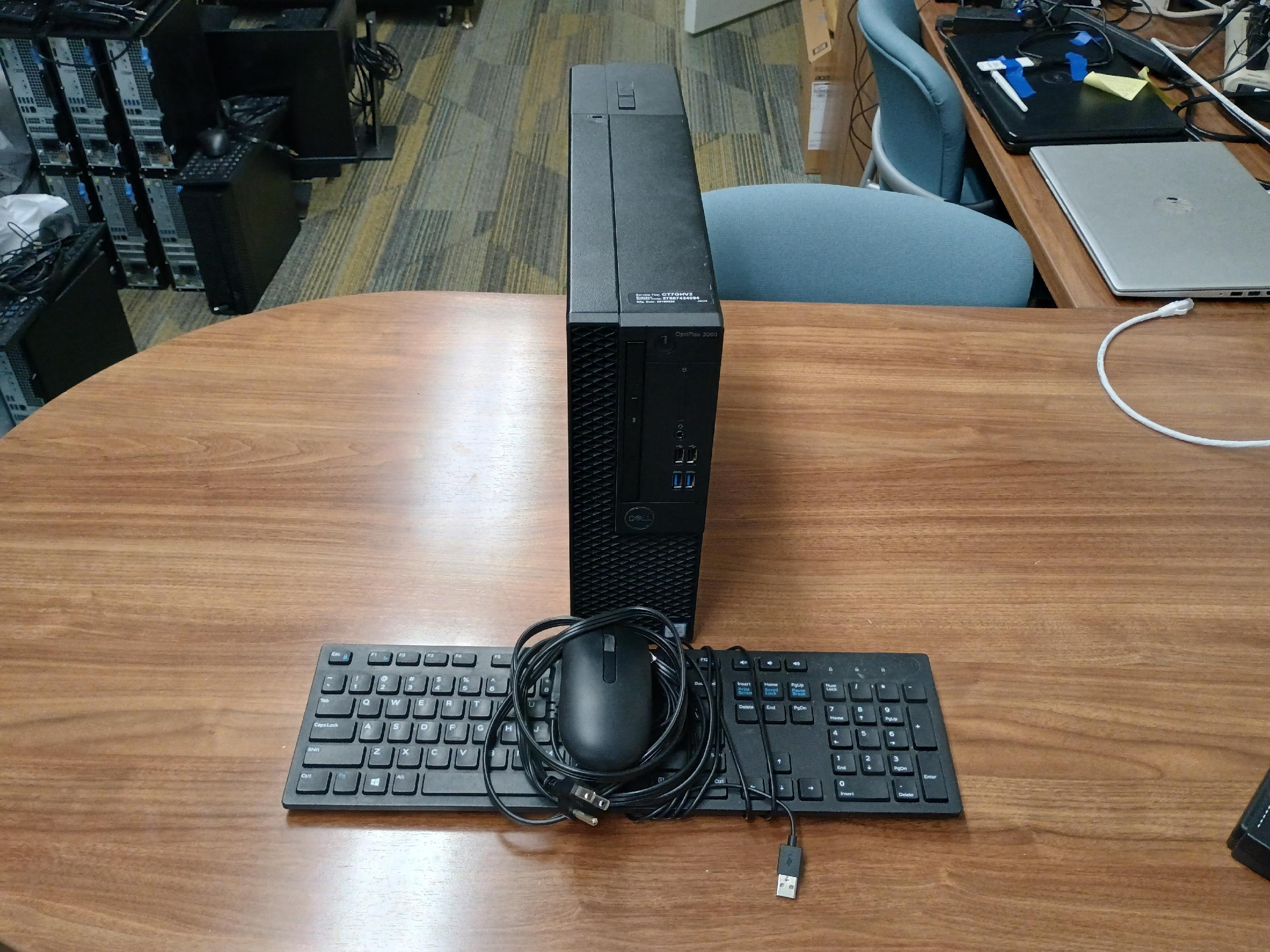 Desktop PC with keyboard, mouse and power cable